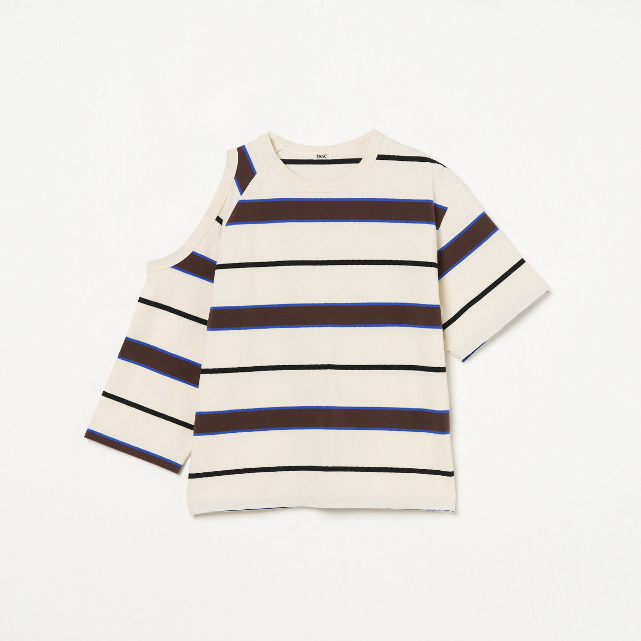  「TanC PIQUE BORDER ASYM TEE」|Tシャツ・カットソー|アイボリー