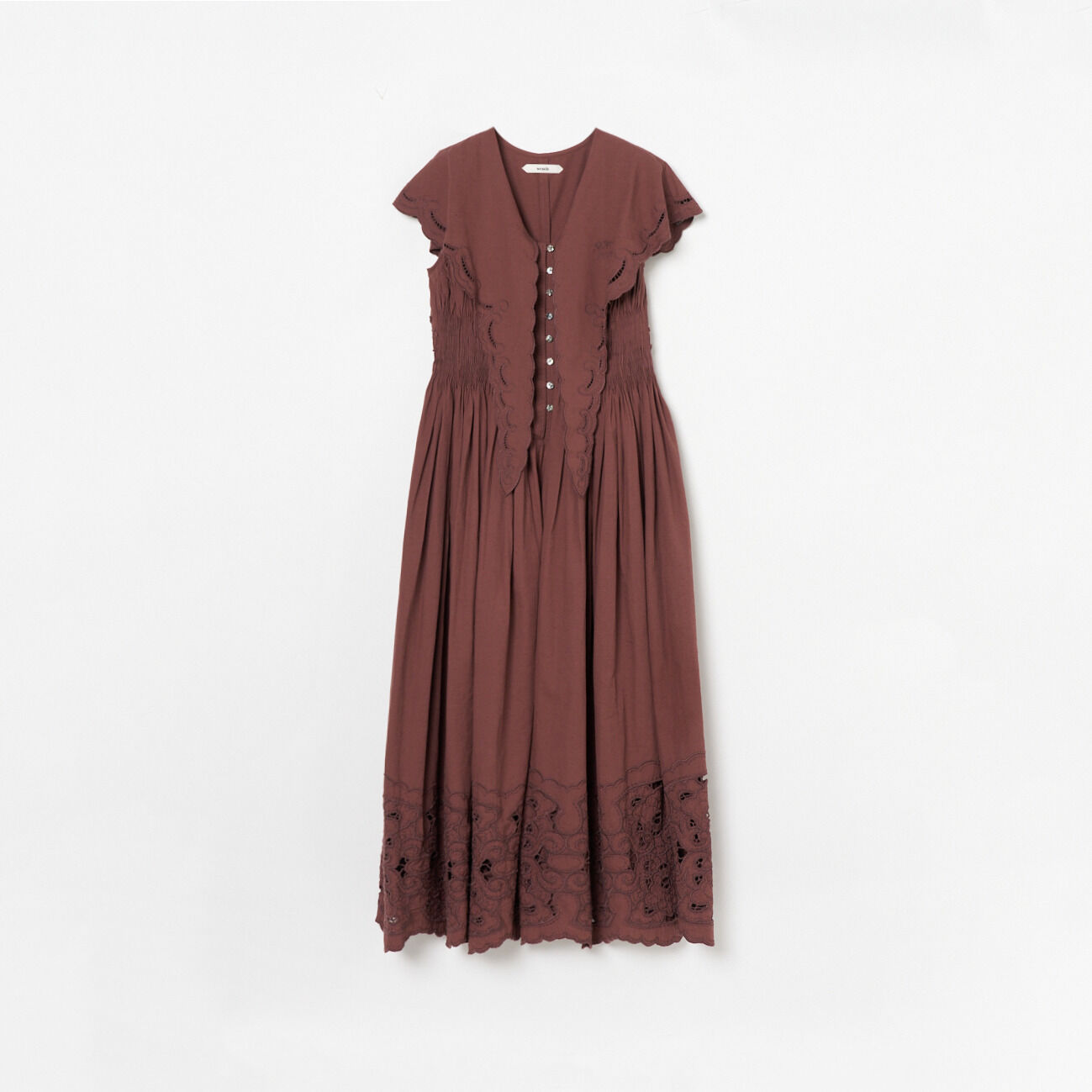  「venit CUTWORK LACE EMBROIDERY A/O」|ワンピース|ブラウン