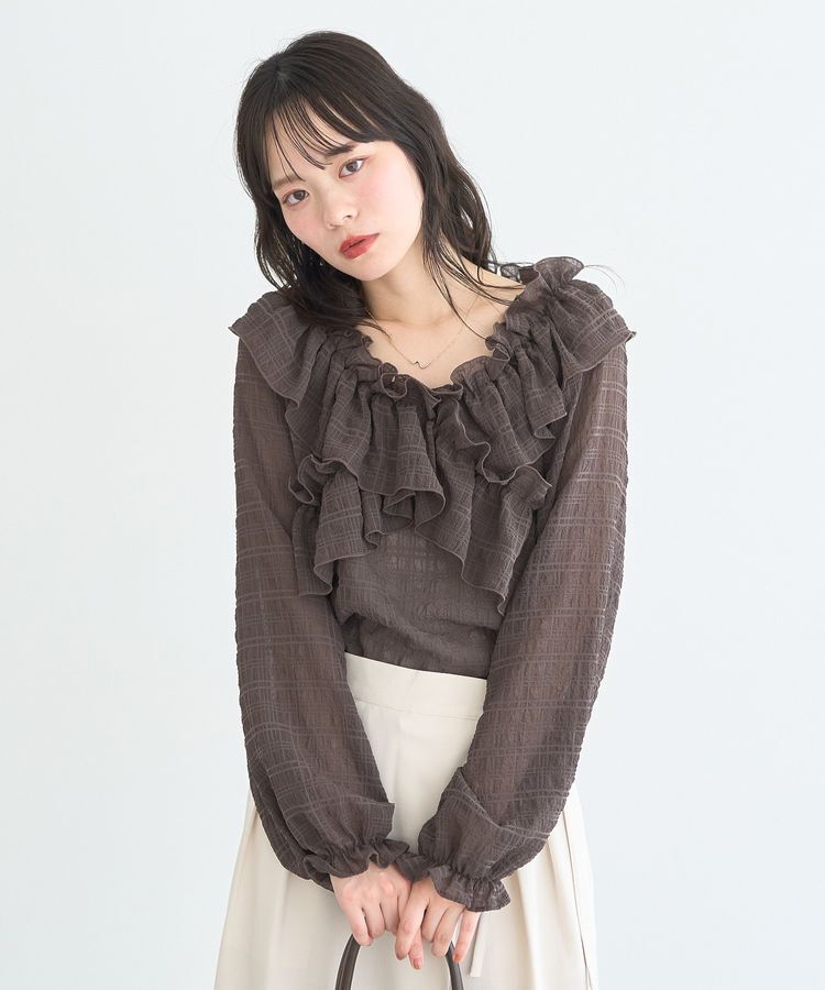 earth music&ecology「シアーチェック2wayオフショルブラウス」|シャツ・ブラウス|