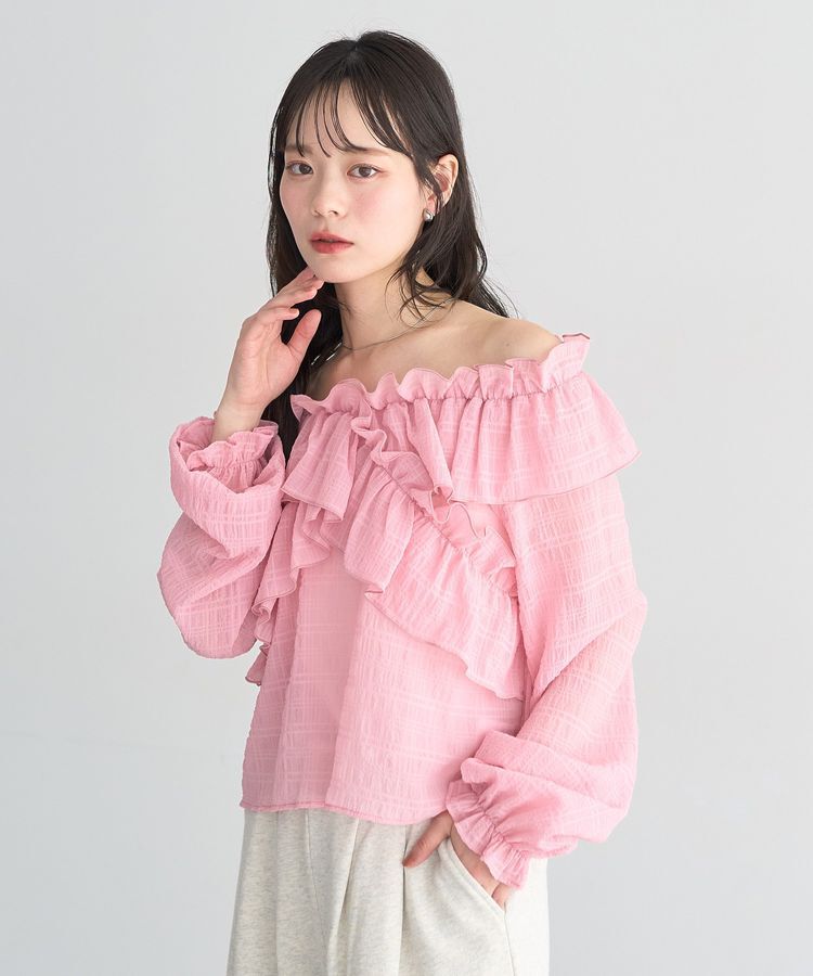 earth music&ecology「シアーチェック2wayオフショルブラウス」|シャツ・ブラウス|