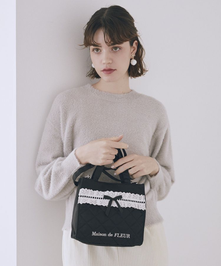 Maison de FLEUR「コットンフリル2Wayトートバッグ」|トートバッグ|ブラック