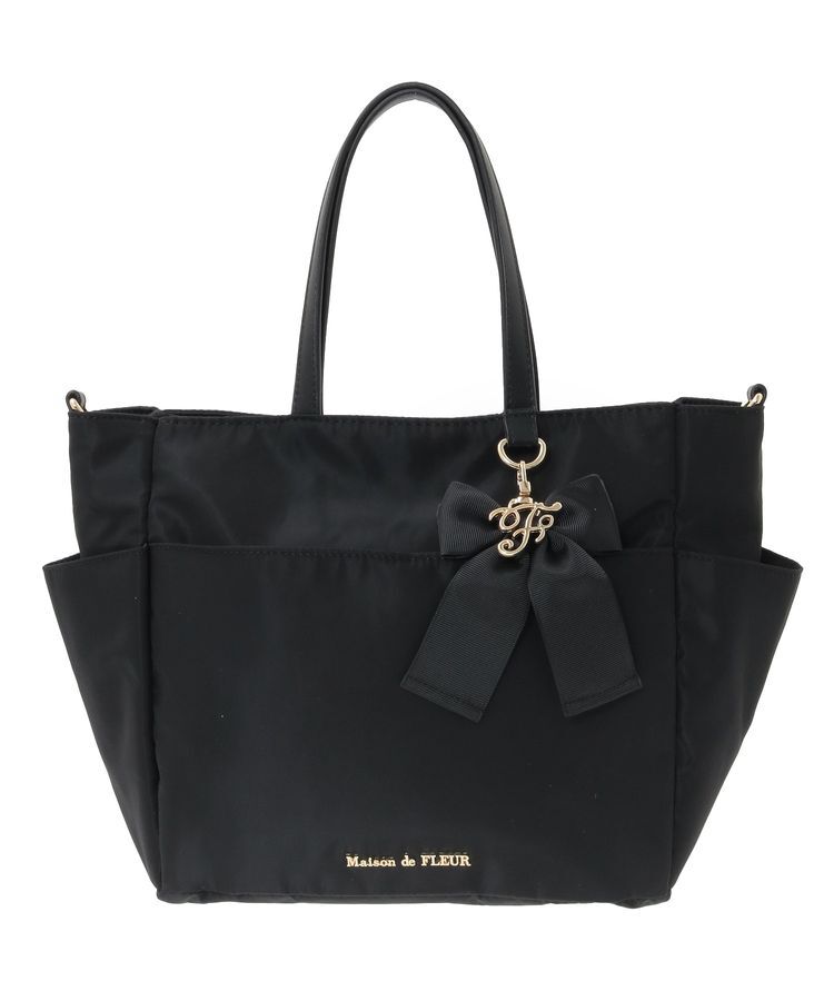 Maison de FLEUR「撥水加工リボンチャームマルチポケットトートS」|トートバッグ|