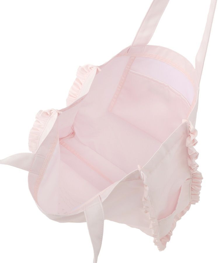 Maison de FLEUR「【A4対応】サテンフリルスクエアトートバッグ」|トートバッグ|