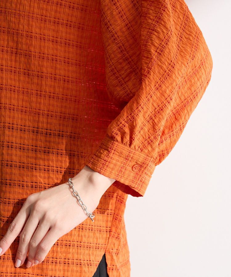 Green Parks「シアーチェック７分袖シャツ」|シャツ・ブラウス|