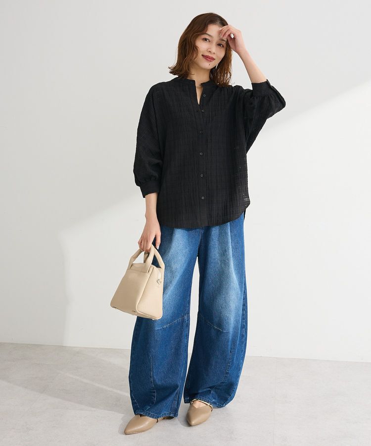 Green Parks「シアーチェック７分袖シャツ」|シャツ・ブラウス|