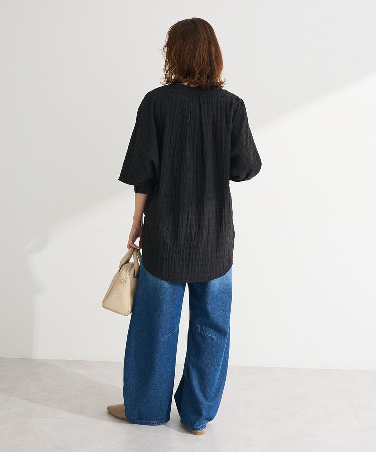 Green Parks「シアーチェック７分袖シャツ」|シャツ・ブラウス|