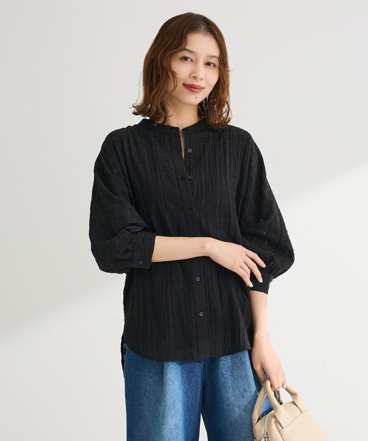 Green Parks「シアーチェック７分袖シャツ」|シャツ・ブラウス|