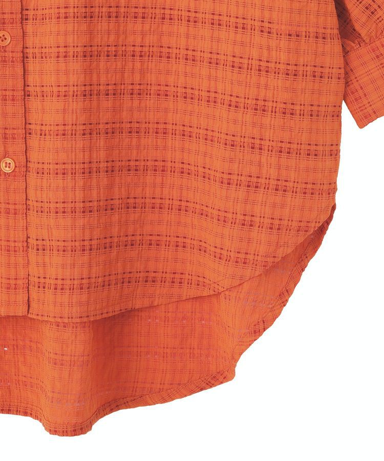 Green Parks「シアーチェック７分袖シャツ」|シャツ・ブラウス|