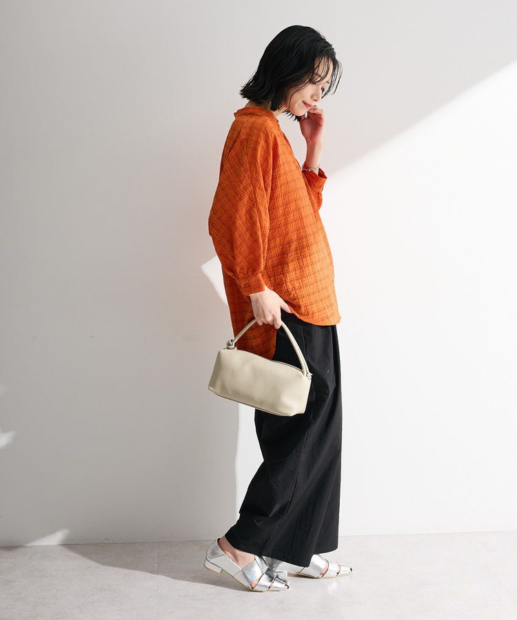 Green Parks「シアーチェック７分袖シャツ」|シャツ・ブラウス|