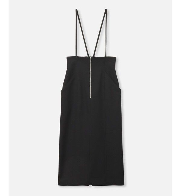 allureville「フロントジップサスペンダースカート」|ジャンパースカート|ブラック