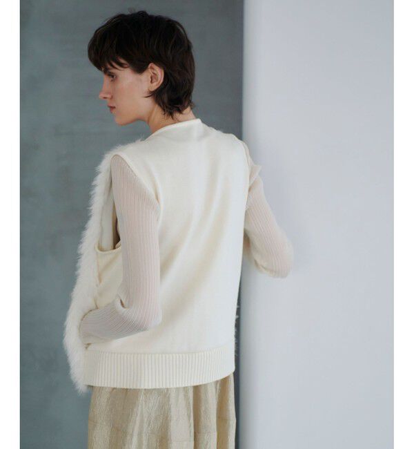 allureville「ジャガードフェイクファーコンビニットジレ」|ベスト・ジレ|