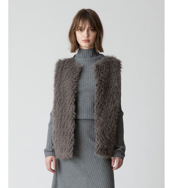 allureville「ジャガードフェイクファーコンビニットジレ」|ベスト・ジレ|