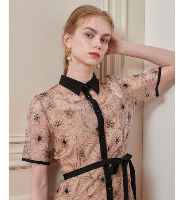 LOULOU WILLOUGHBY「【LOULOU WILLOUGHBY】オーガンジーフラワー刺繍ワンピース」|ワンピース|