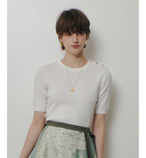 allureville「ソウバリ肩釦クループルオーバー」|ニット・セーター|オフホワイト