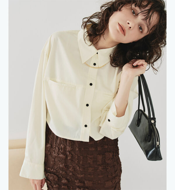 titivate「ロングスリーブクロップドポケットシャツ」|シャツ・ブラウス|
