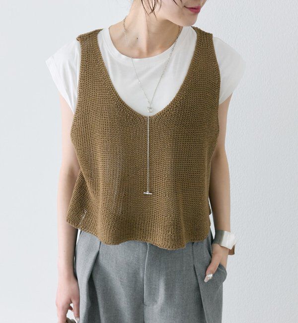  「【汗ジミ防止加工】ワンポイントロゴ刺繍フレンチスリーブTシャツ」|Tシャツ・カットソー|