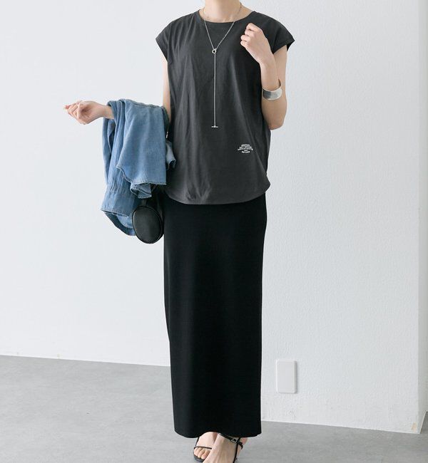  「【汗ジミ防止加工】ワンポイントロゴ刺繍フレンチスリーブTシャツ」|Tシャツ・カットソー|