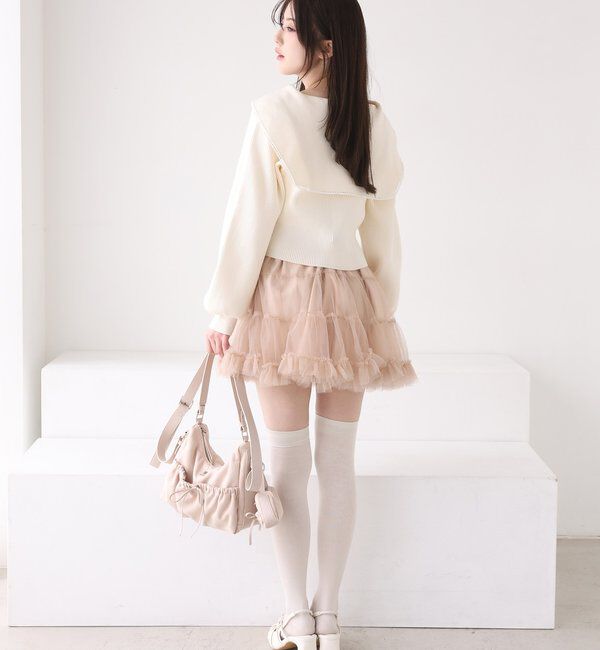  「チュールティアードミ二スカート」|スカート|