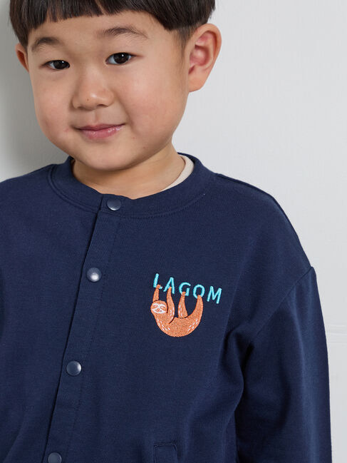 Samansa Mos2 Lagom「ナマケモノ刺繍ミニ裏毛カーディガン」|カーディガン|