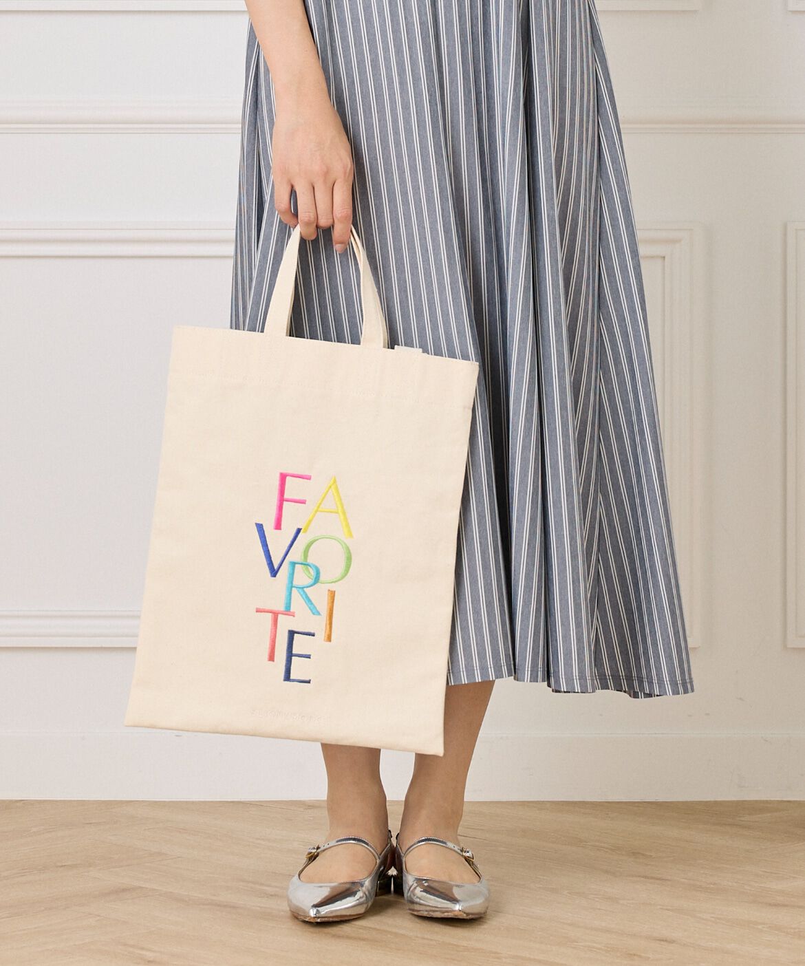 FAVORITE SUKINAMONO「《RAINBOW COLLECTION》刺繍ロゴキャンバストート」|トートバッグ|オフホワイト1