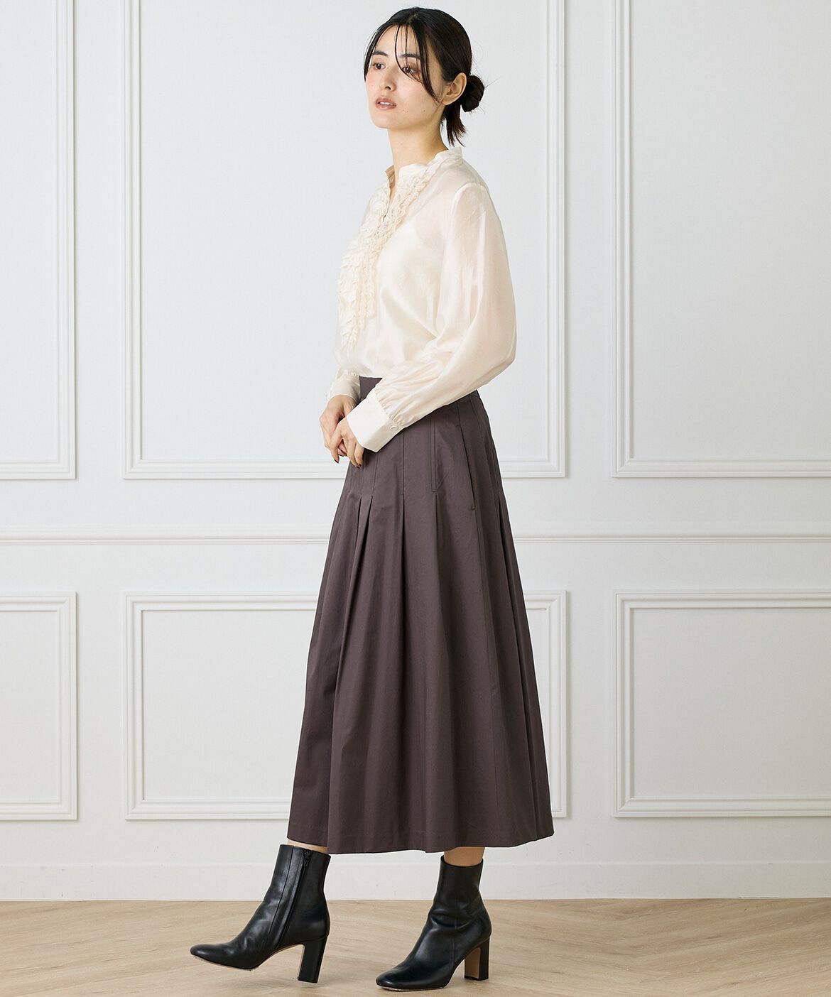 INED「タックプリーツスカート」|フレア|
