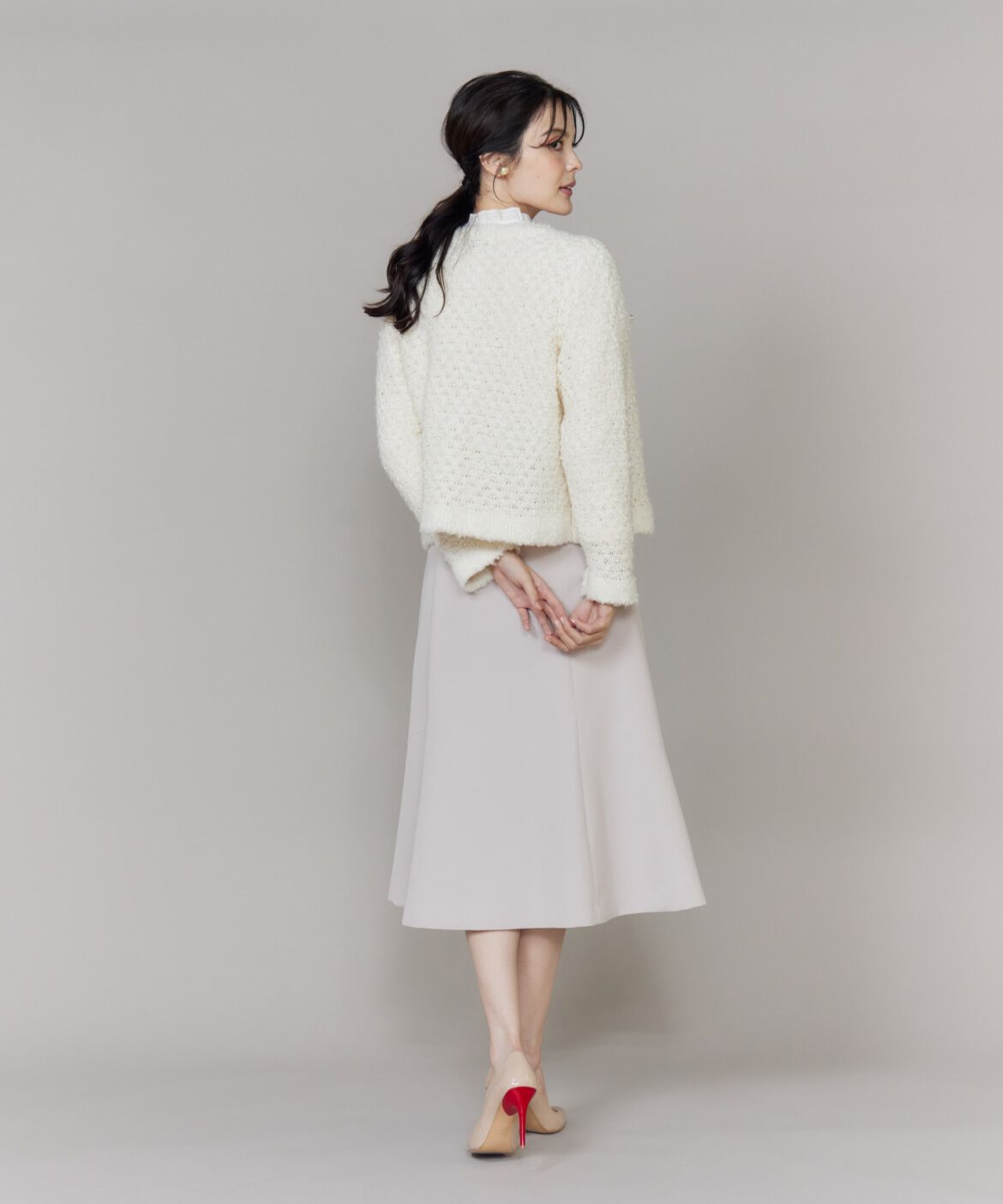 Maglie le cassetto「ラメフェザーニットジャケット」|カーディガン|