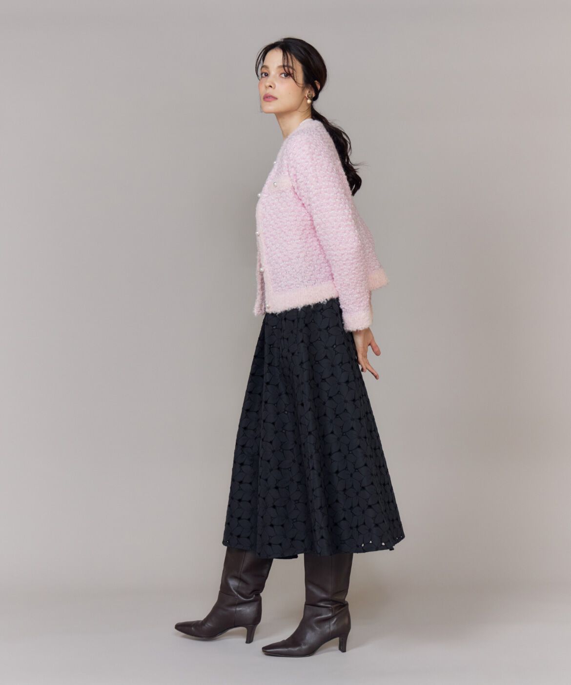 Maglie le cassetto「ラメフェザーニットジャケット」|カーディガン|