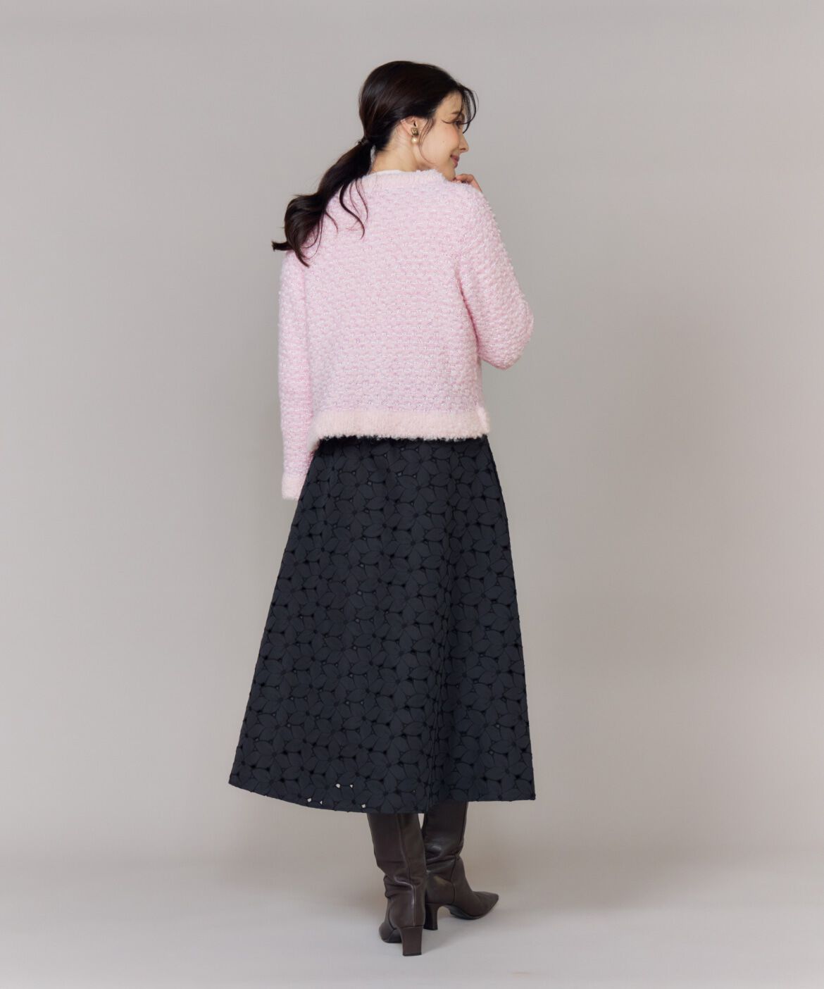 Maglie le cassetto「ラメフェザーニットジャケット」|カーディガン|