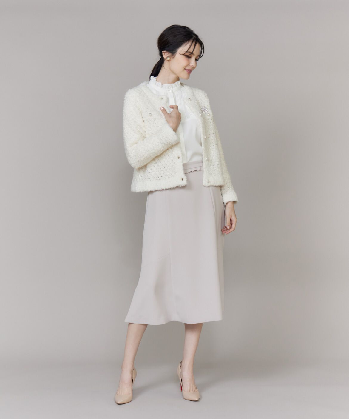 Maglie le cassetto「ラメフェザーニットジャケット」|カーディガン|