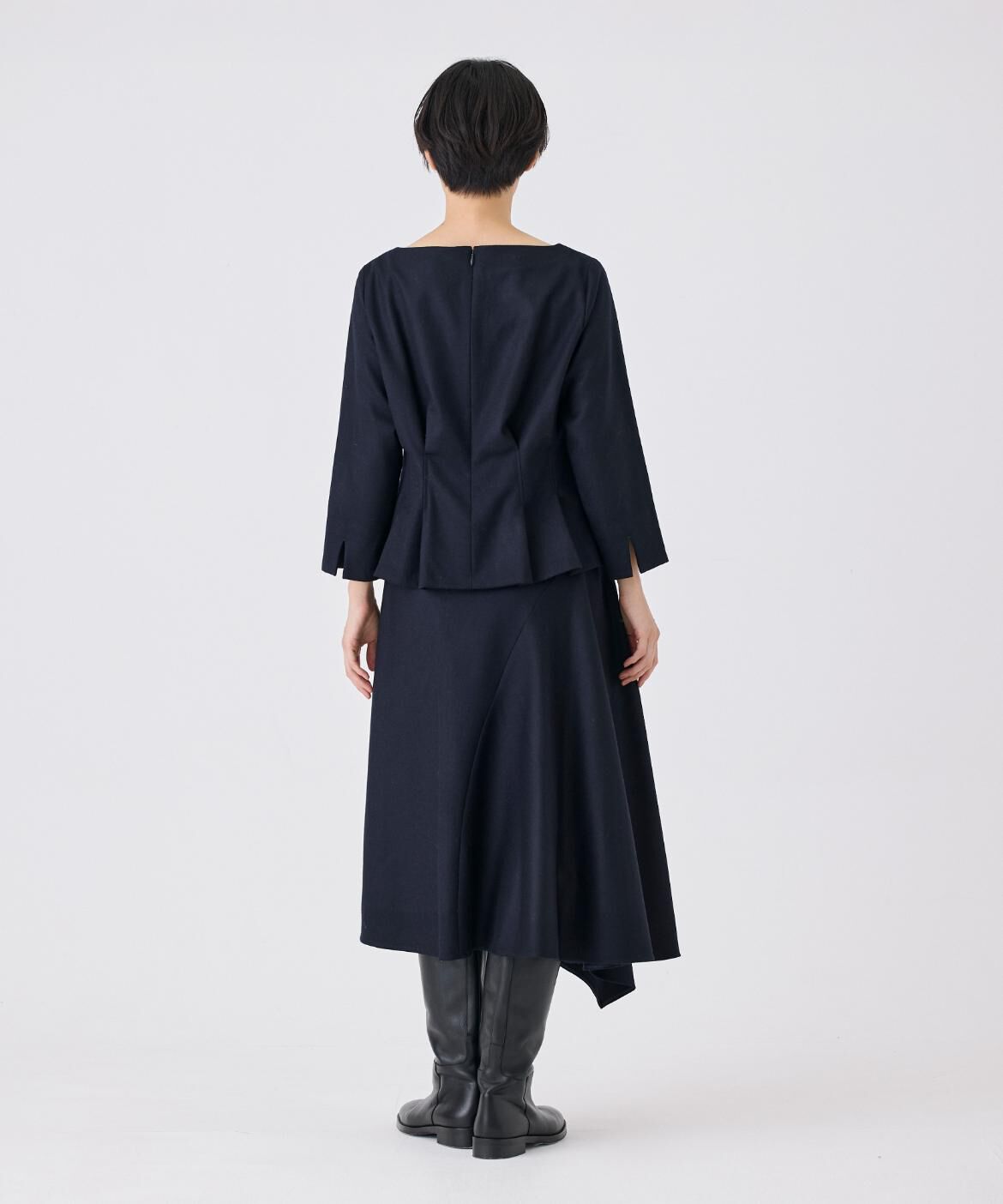 INED「ハイカウントフラノ アシンメトリーフレアスカート」|フレア|