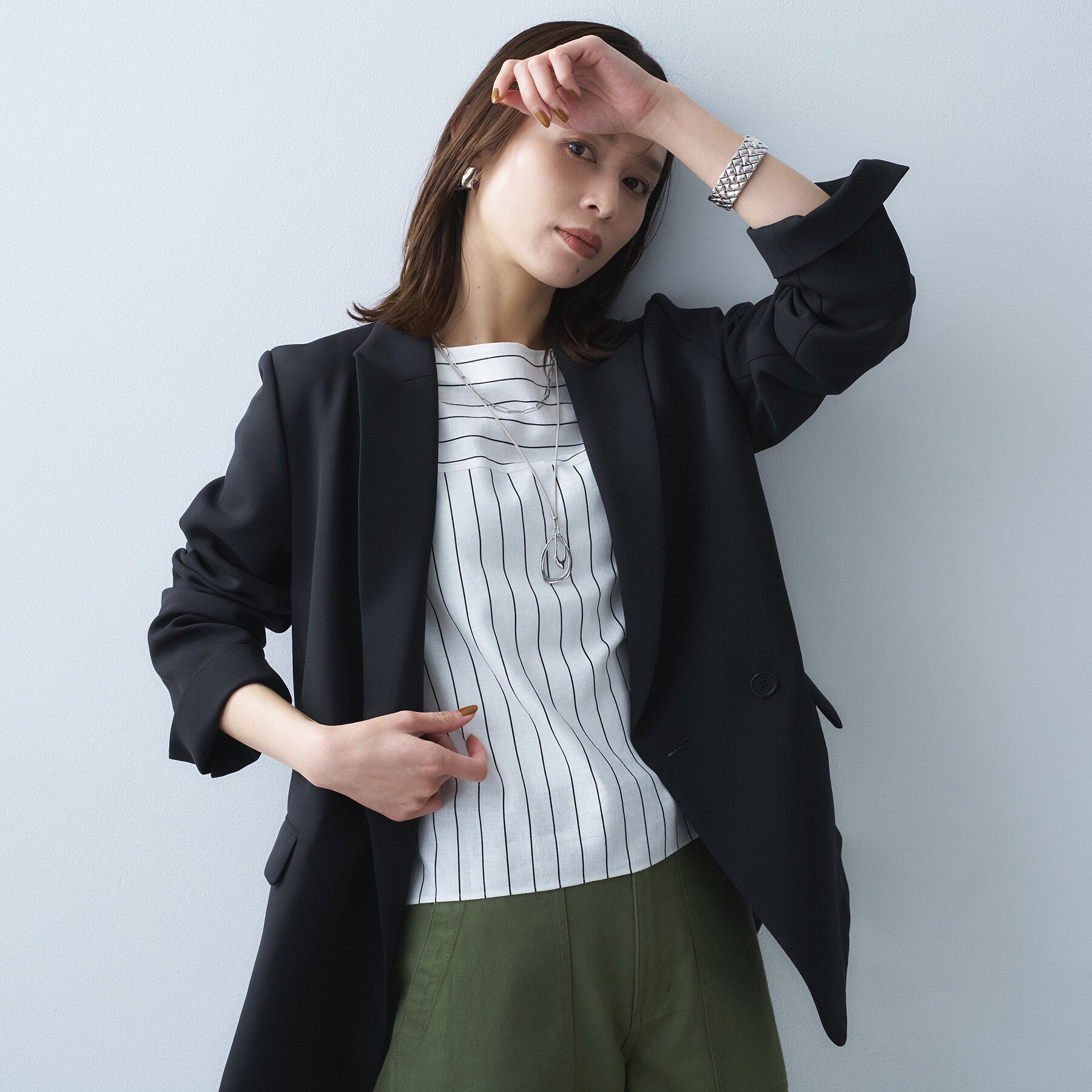 UNTITLED「【洗える/ストレッチ性】ダブルブレストジャケット」|テーラードジャケット|