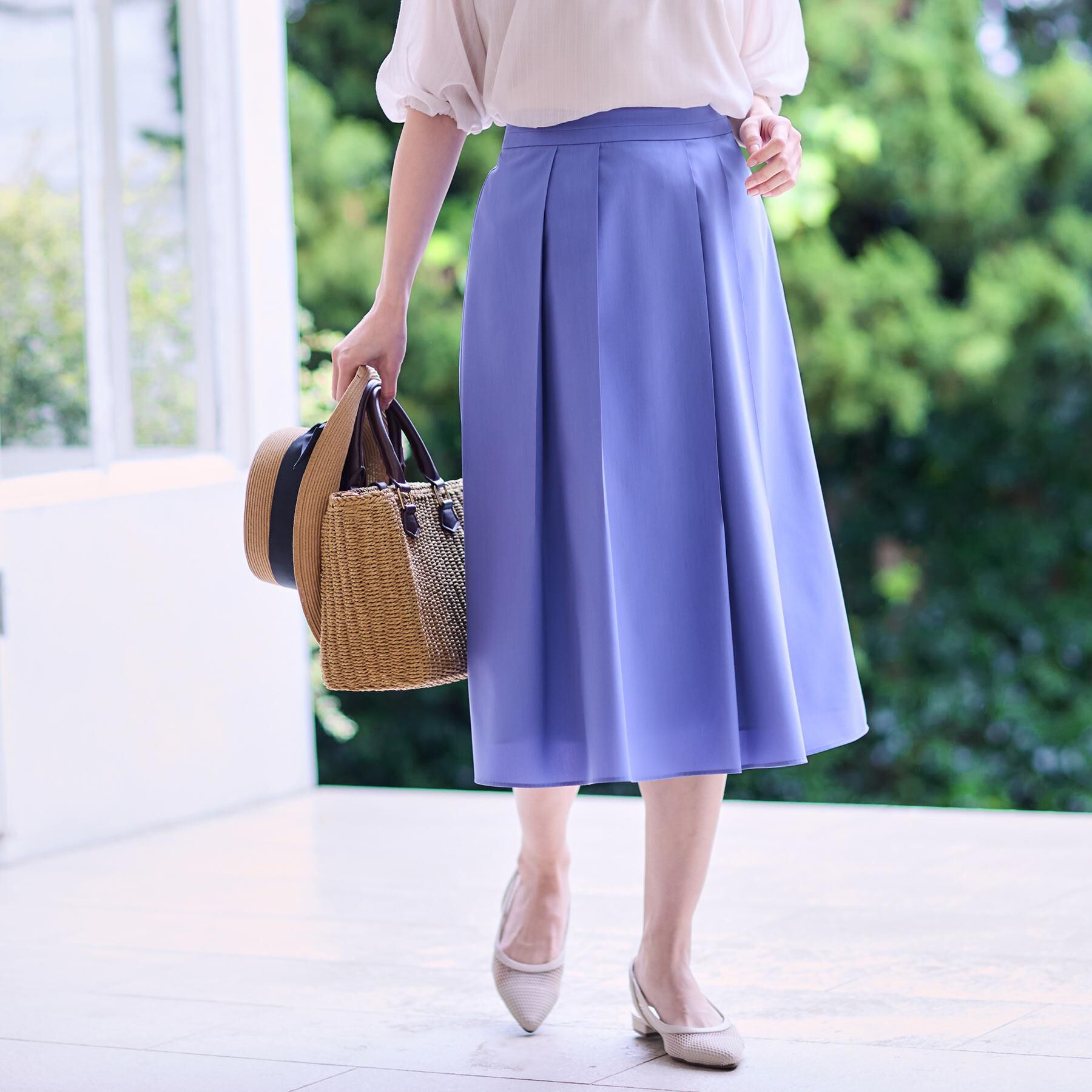 Reflect「【マシンウォッシュ可】プリーツスカート」|スカート|ブルー(092)