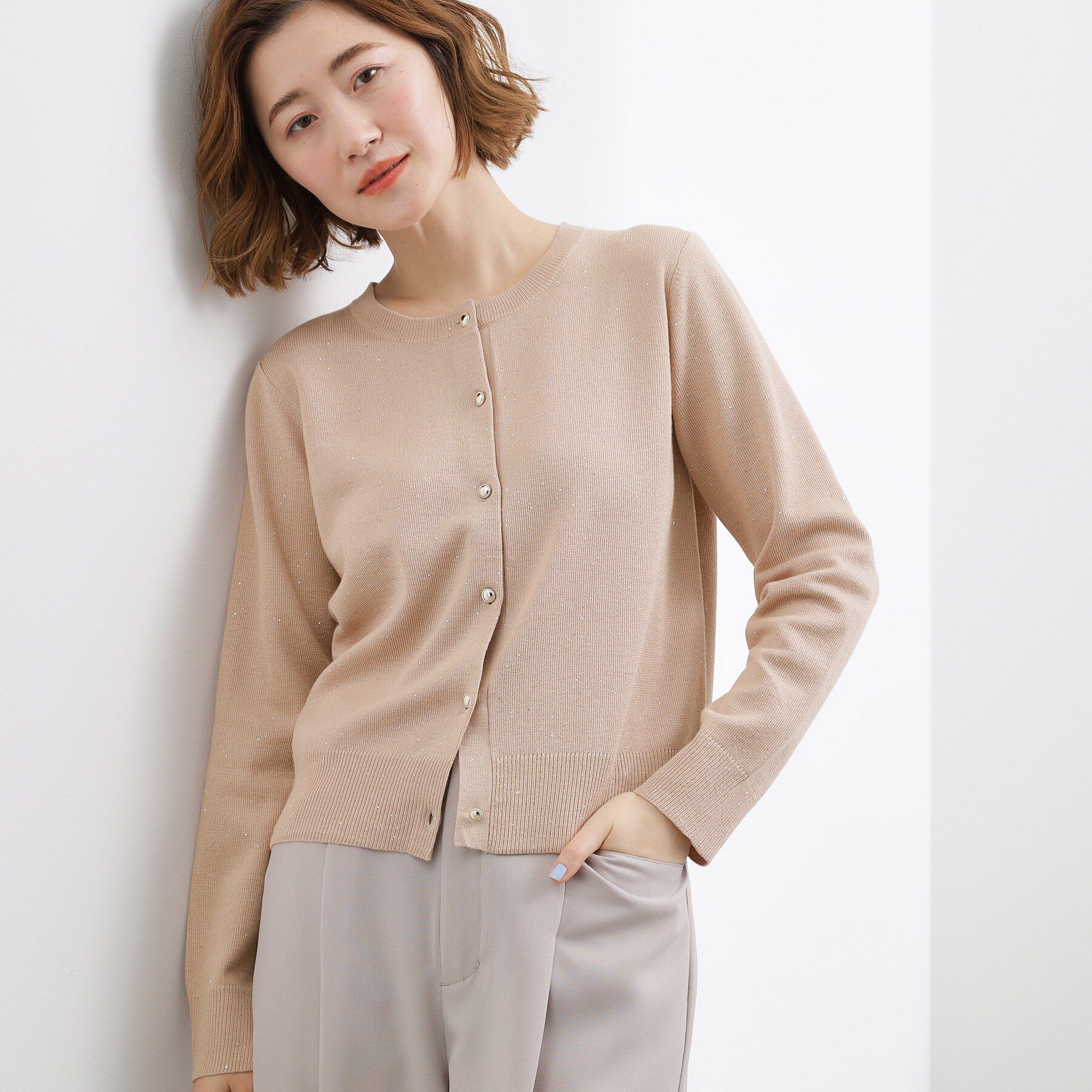 grove「大人のための華やぎニットカーディガン」|カーディガン|ライトピンク(070