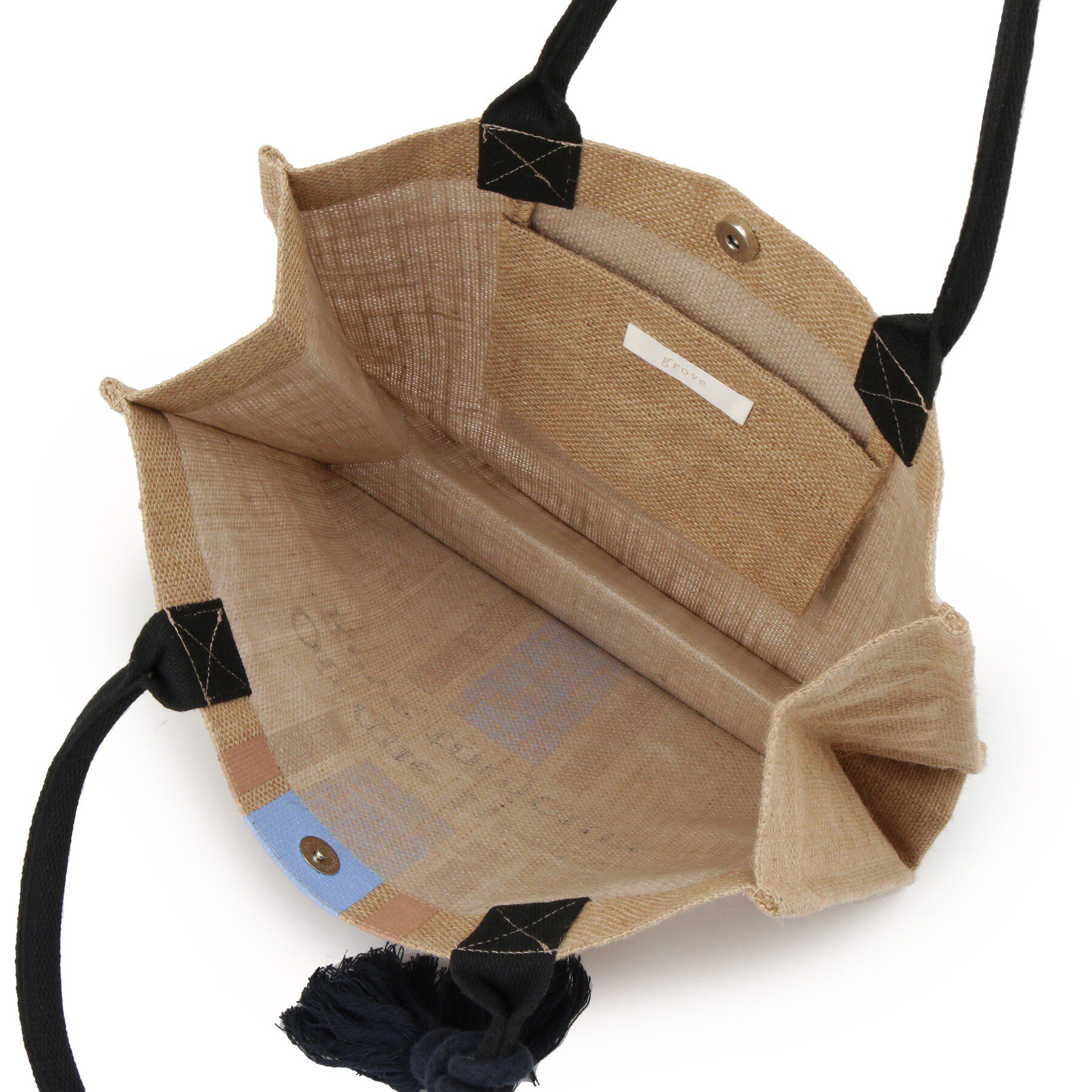 grove「ストライプジュートタッセルA4トート」|トートバッグ|