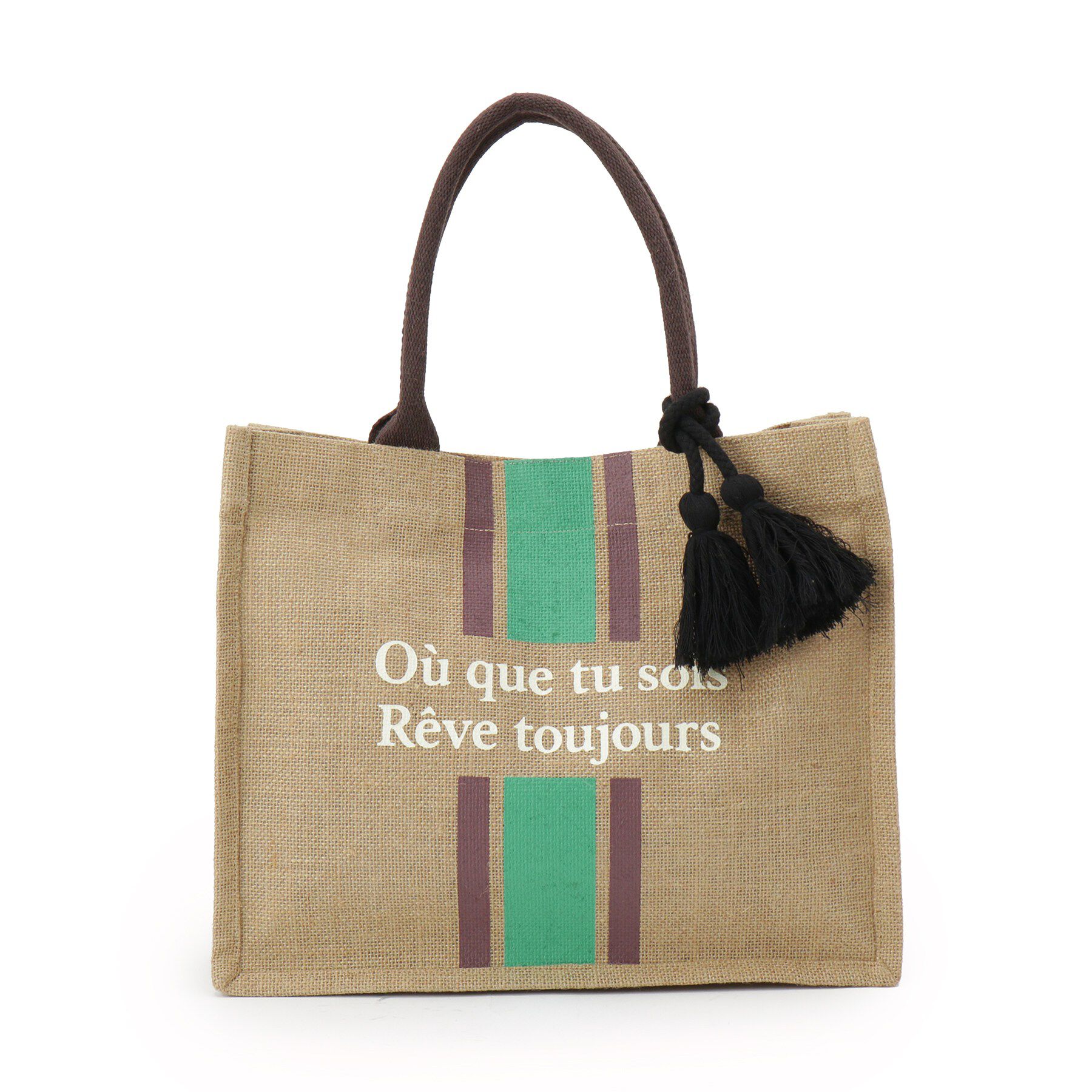 grove「ストライプジュートタッセルA4トート」|トートバッグ|