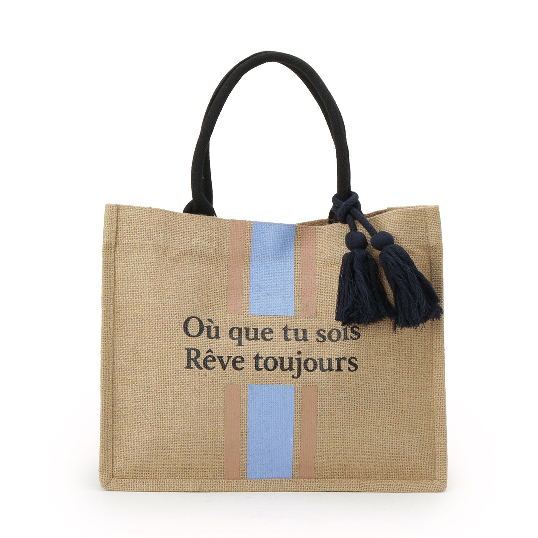 grove「ストライプジュートタッセルA4トート」|トートバッグ|