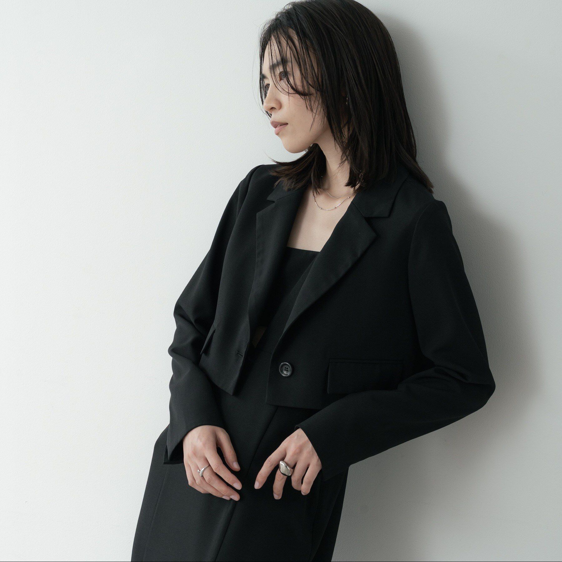GALLEST「クロップドジャケット」|テーラードジャケット|ブラック(019)