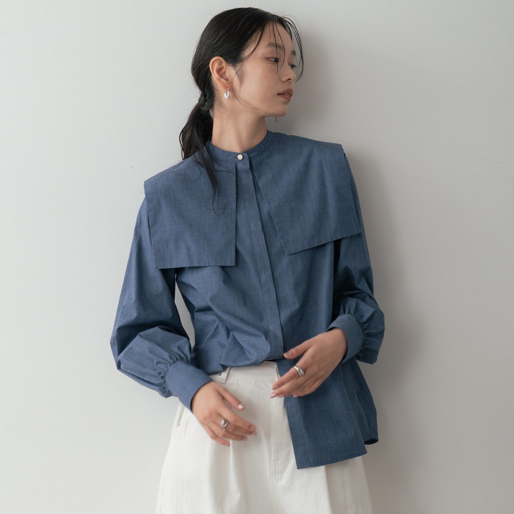 GALLEST「ビッグカラーシャツ」|シャツ・ブラウス|ネイビー(094)