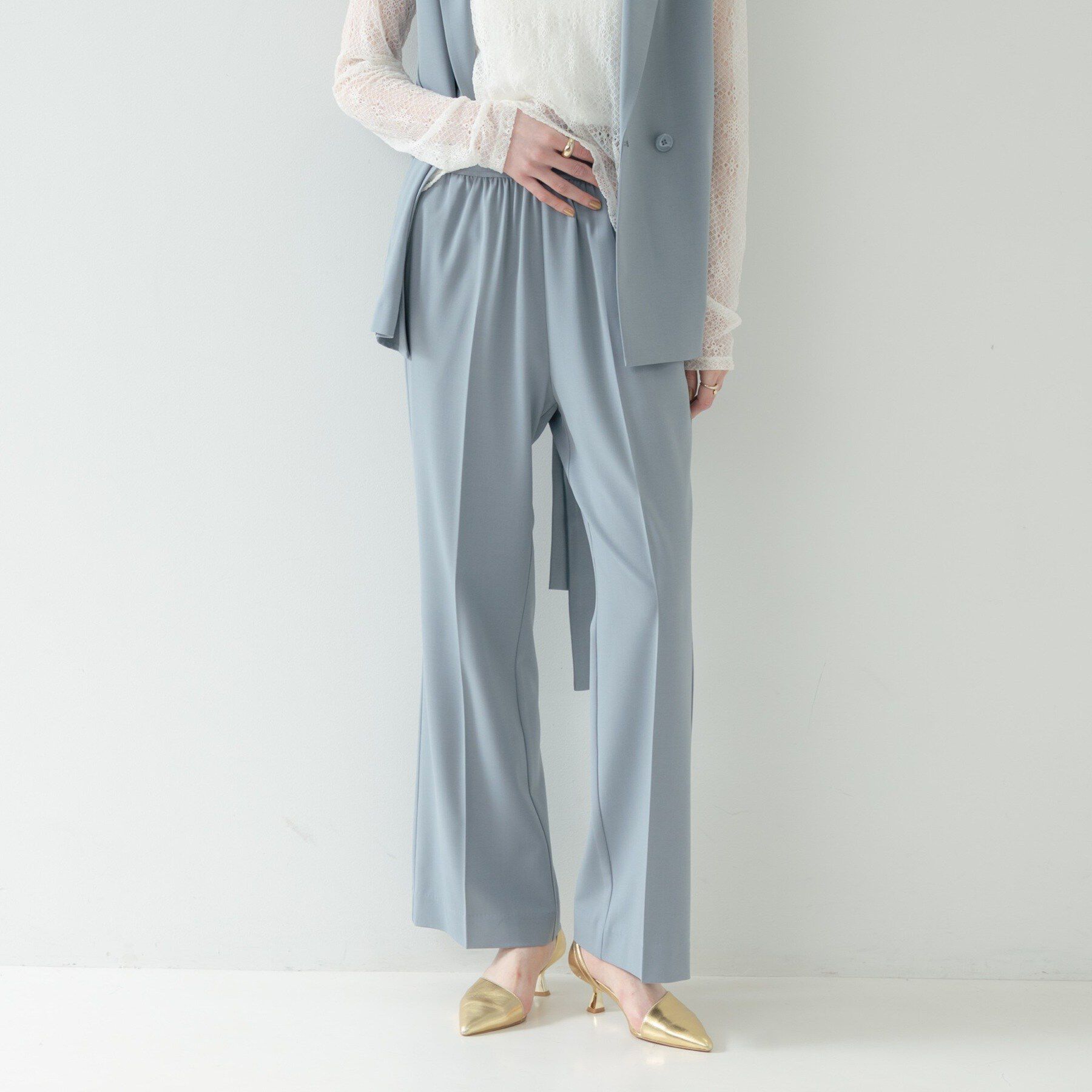 GALLEST「Comfy SET UP｜ストレートフレアパンツ【セットアップ対応／通勤／カセット服／接触冷感／UV」|その他|ブルー(091)