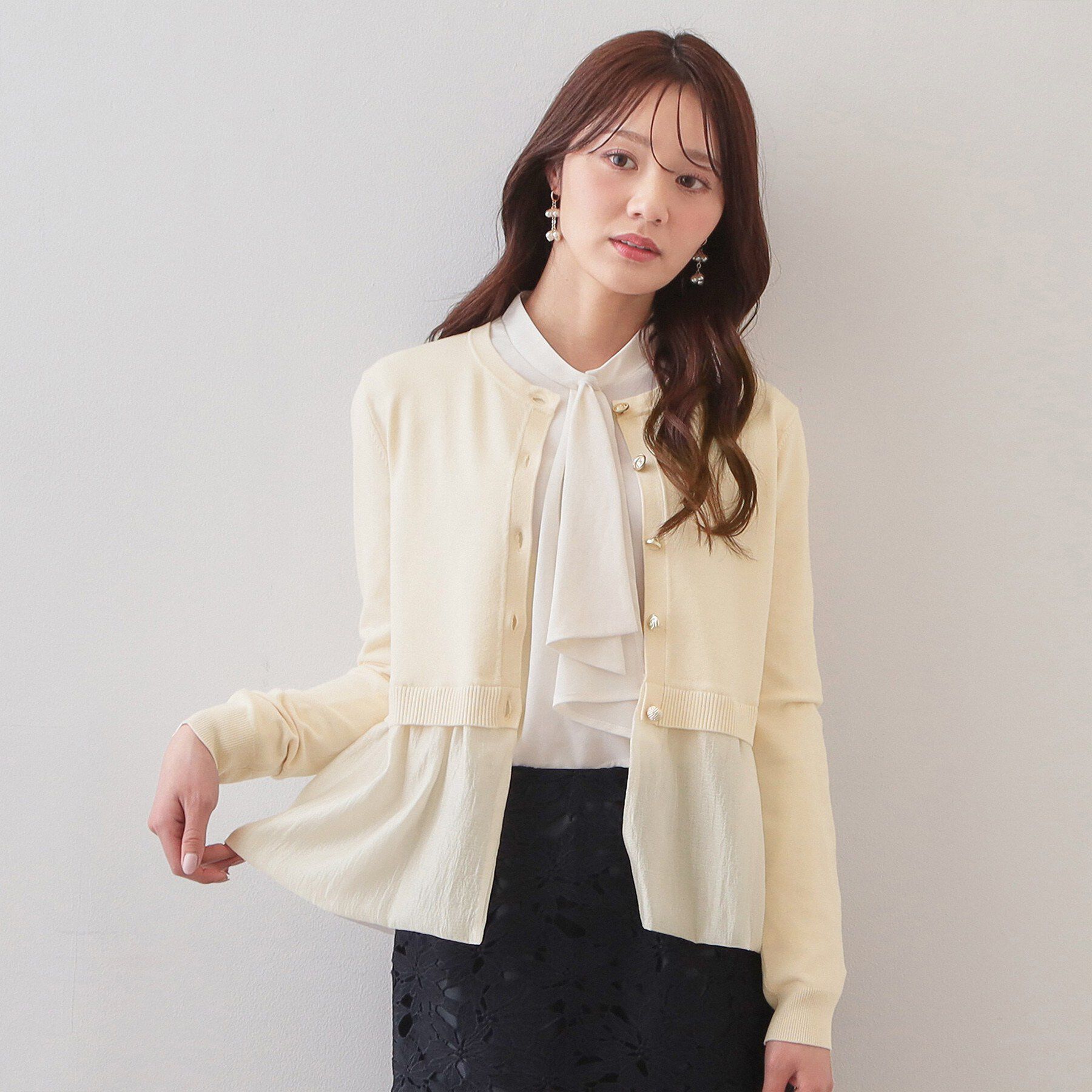 index「ペプラムレイヤード多釦カーディガン【洗濯機OK】」|カーディガン|