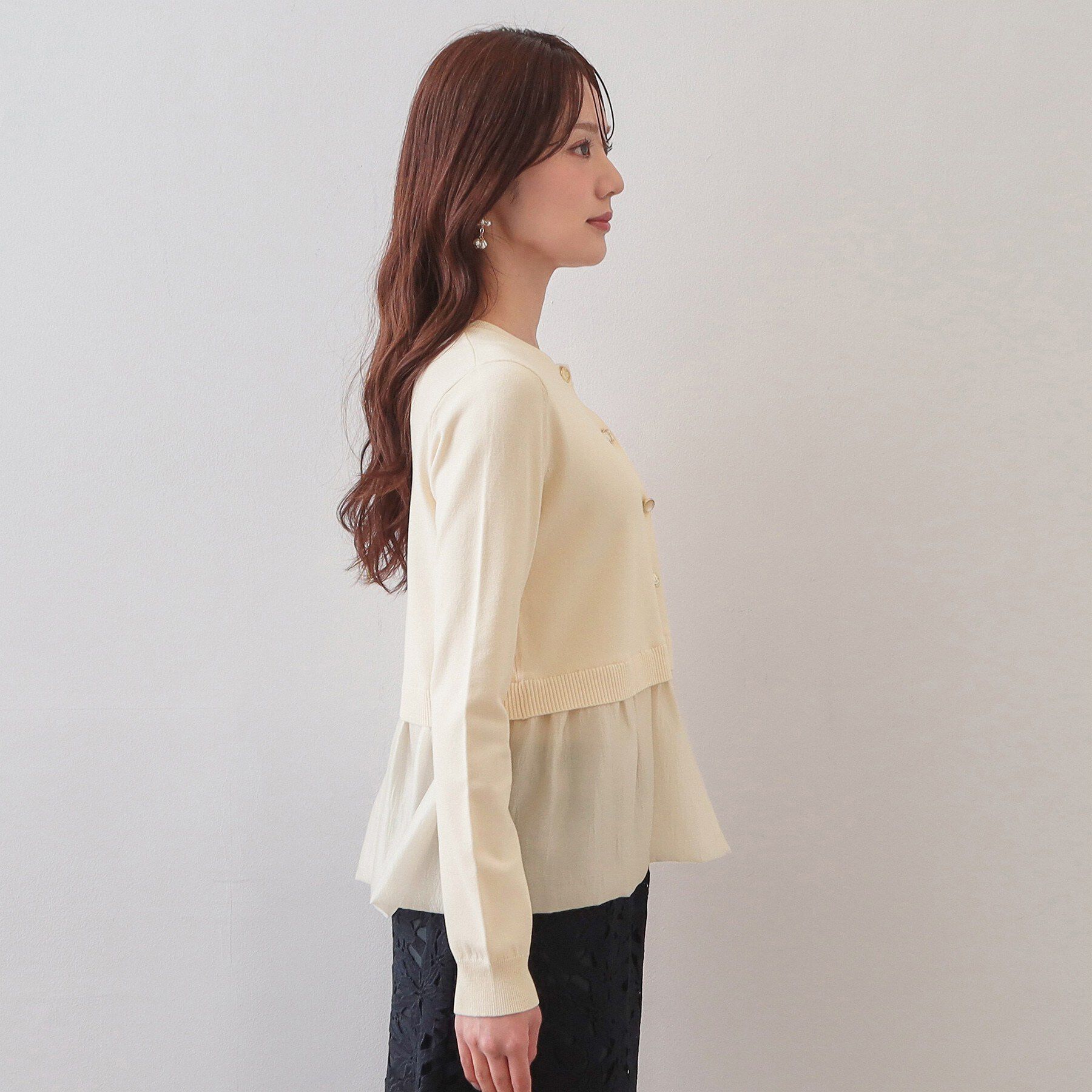 index「ペプラムレイヤード多釦カーディガン【洗濯機OK】」|カーディガン|