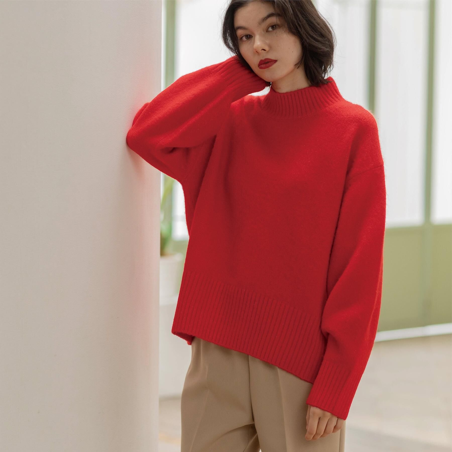 OPAQUE.CLIP「ふわふわハイネックニット【洗濯機OK】」|ニット・セーター|