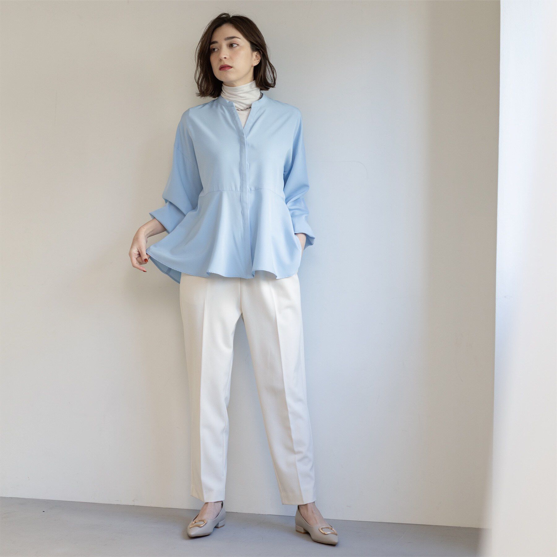 OPAQUE.CLIP「バイカラーアソート ペプラム前あきブラウス」|シャツ・ブラウス|