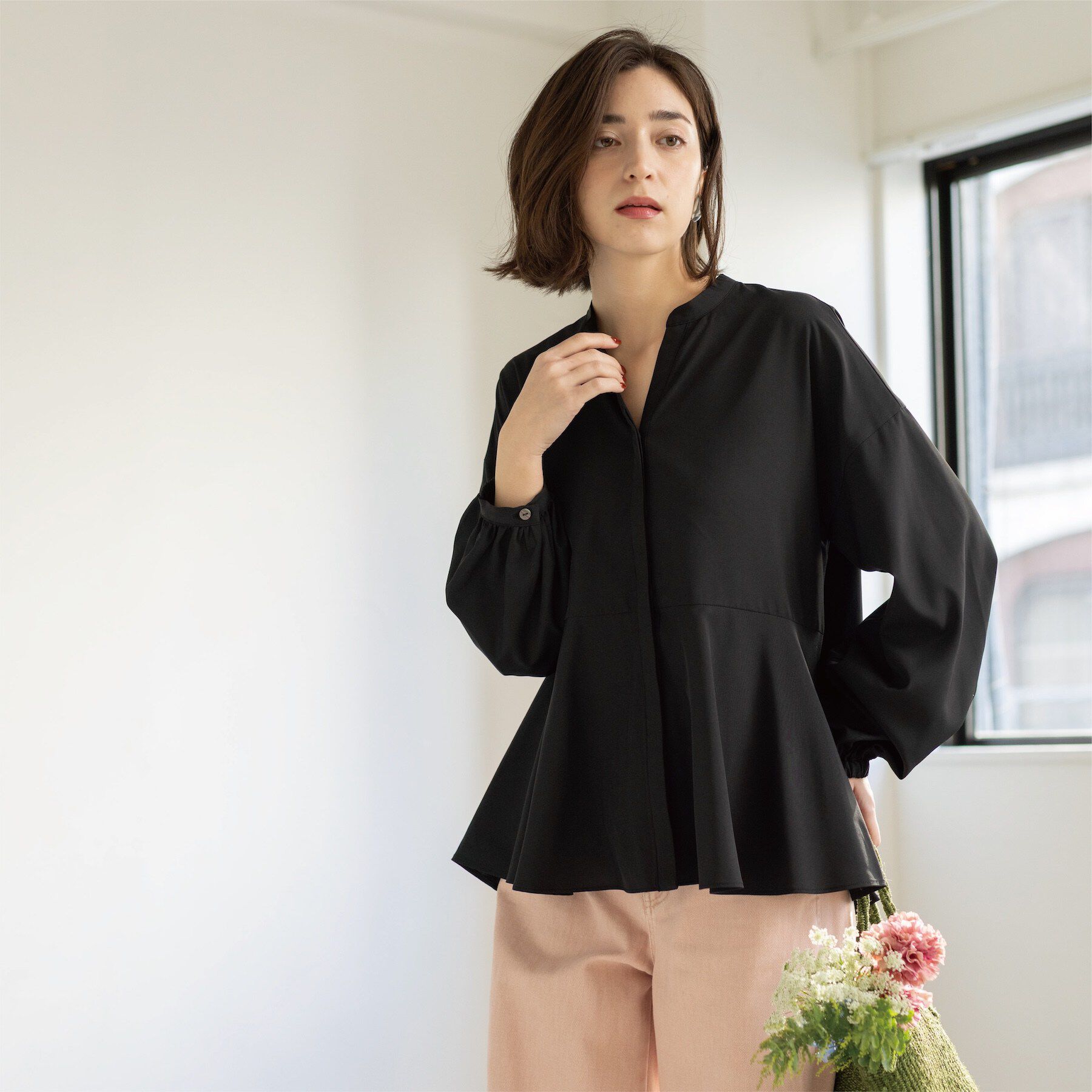 OPAQUE.CLIP「バイカラーアソート ペプラム前あきブラウス」|シャツ・ブラウス|