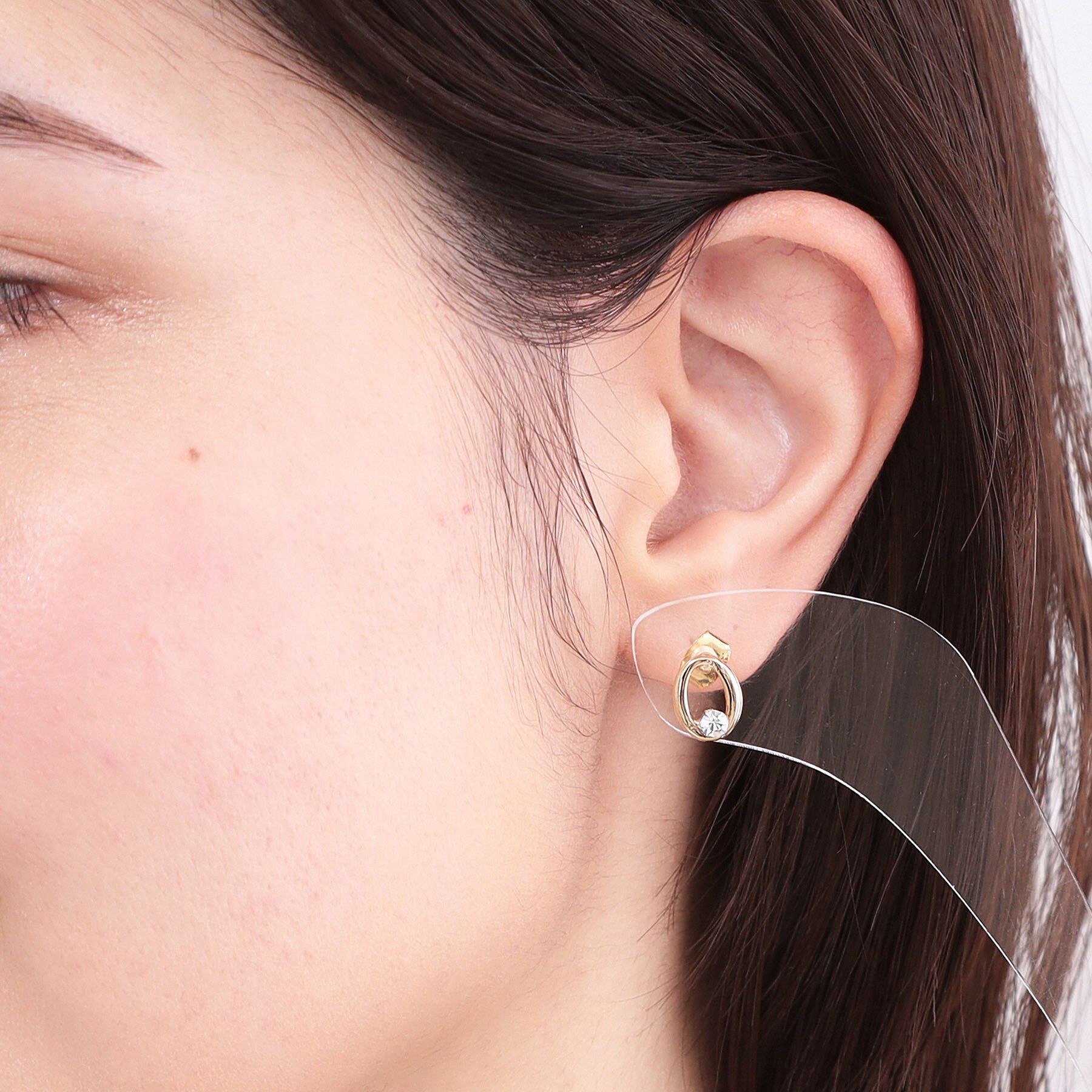 OPAQUE.CLIP「オーバルメタル&times;ビジューミニピアス」|ピアス|