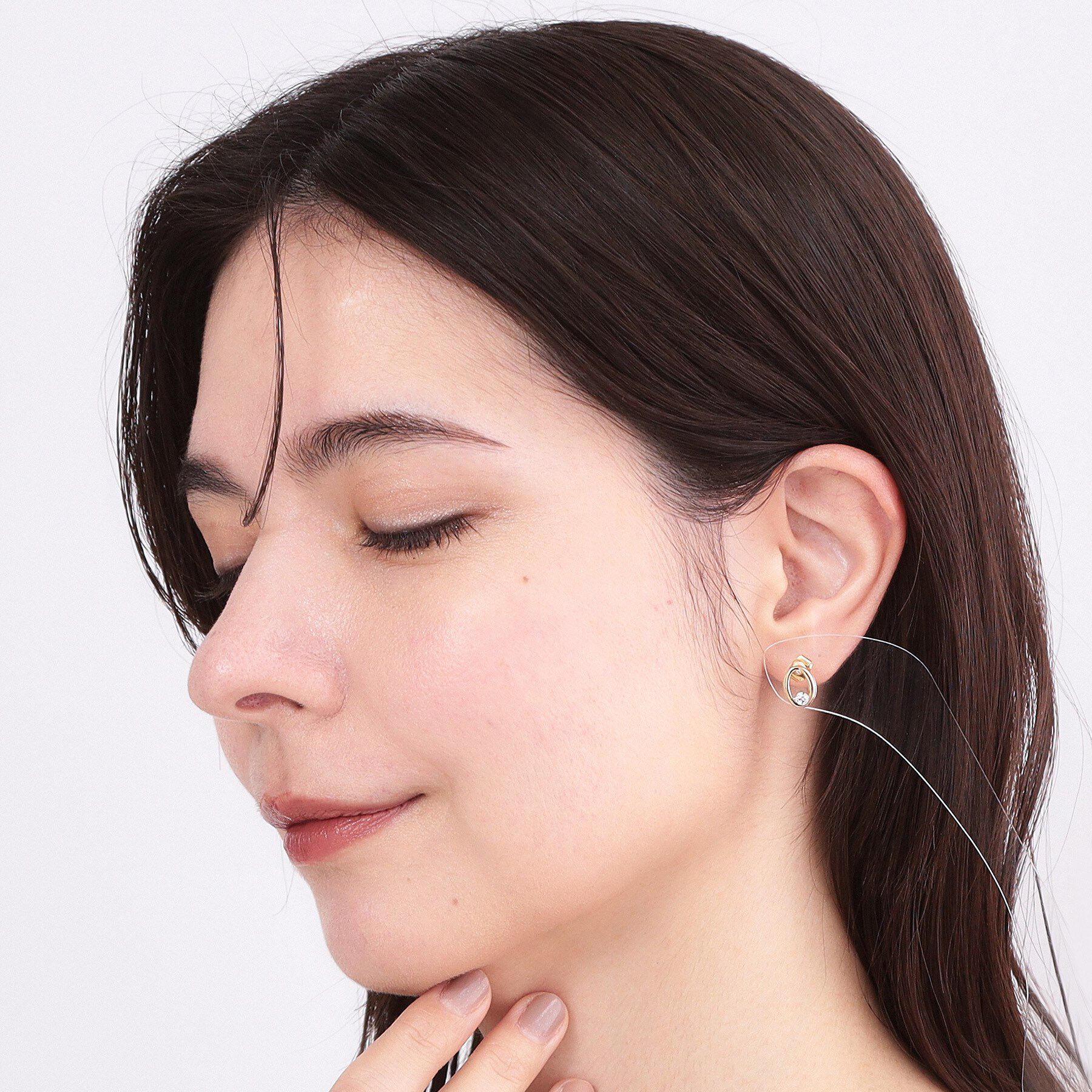 OPAQUE.CLIP「オーバルメタル&times;ビジューミニピアス」|ピアス|