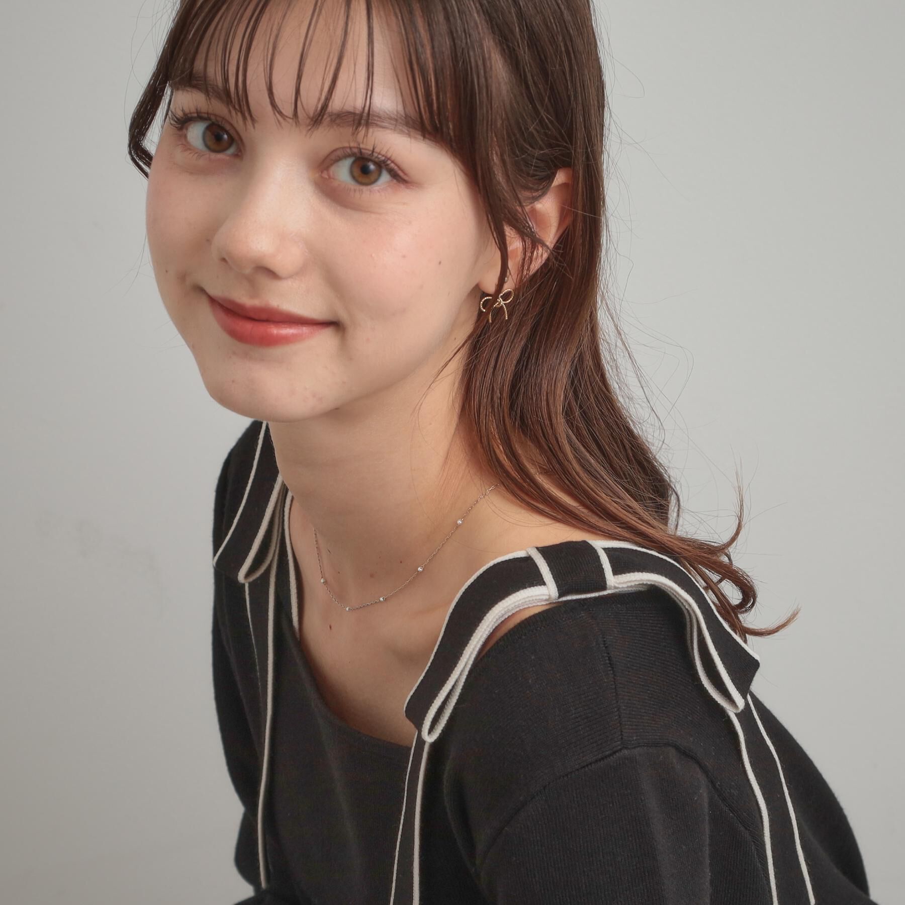 Couture broach「【着映え・フェミニン・高見え】配色リボン総針ニットトップス」|ニット・セーター|