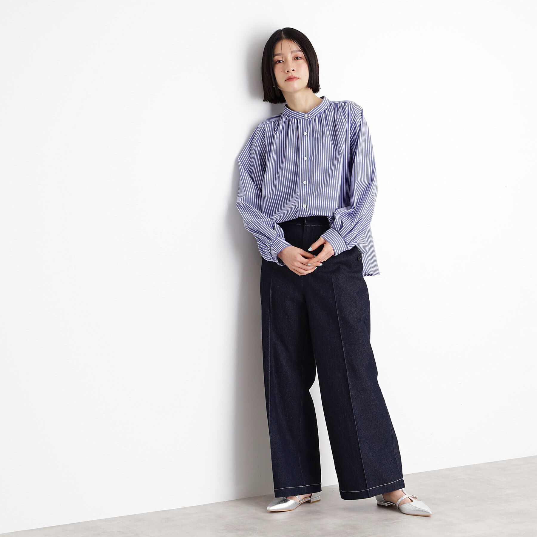 THE SHOP TK「ラメストライプラグランシャツ【洗える】」|シャツ・ブラウス|