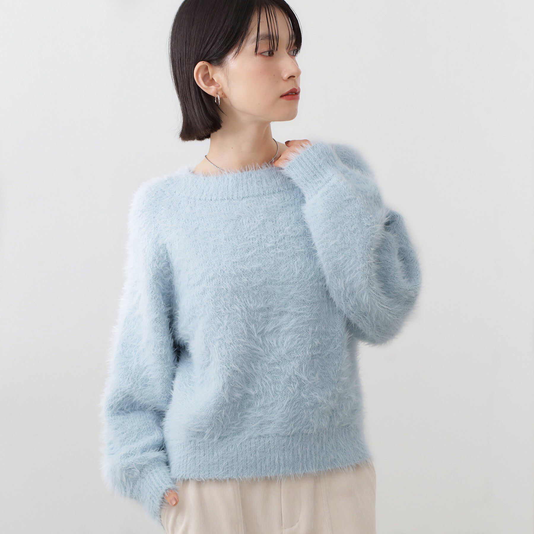 THE SHOP TK「着るたびときめく ふんわりフェザーシャギーニット」|ニット・セーター|サックスブルー(09
