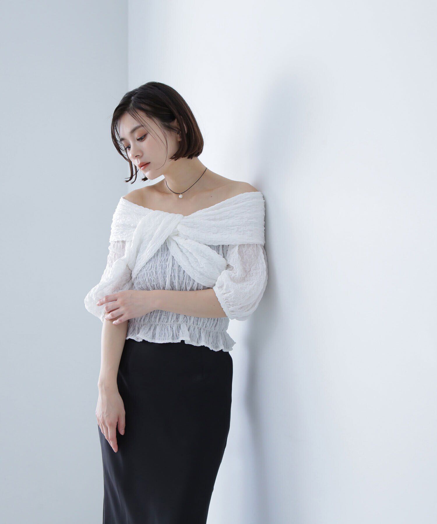  「クロスリボンブラウス」|シャツ・ブラウス|オフ1
